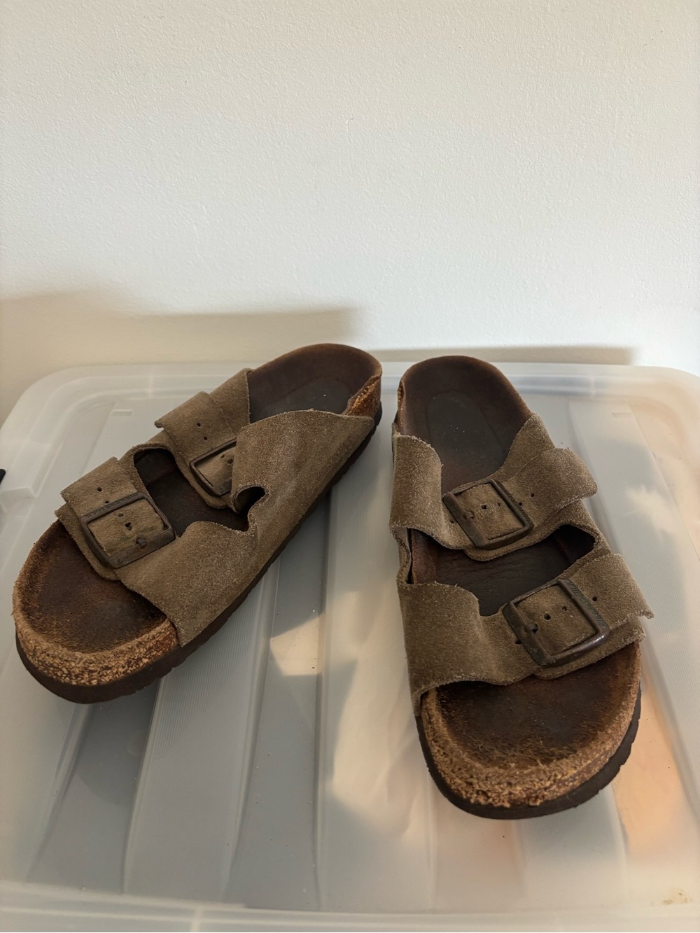 Birkenstock Women’s Double-Buckle Suede Slide Sandals in Olive Green